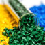 close up of colorful plastic pellets